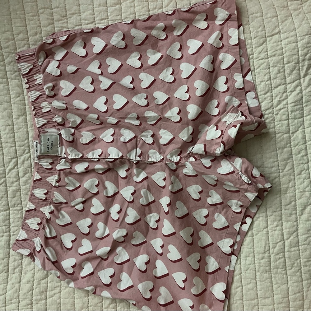 Heart Print Boxer Style Sleep Shorts